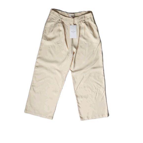 Nwt Sezane Loulou Trousers Ecru Cream High Rise Wide Legs Size 40/Us 8 Read Pls - Picture 3 of 12